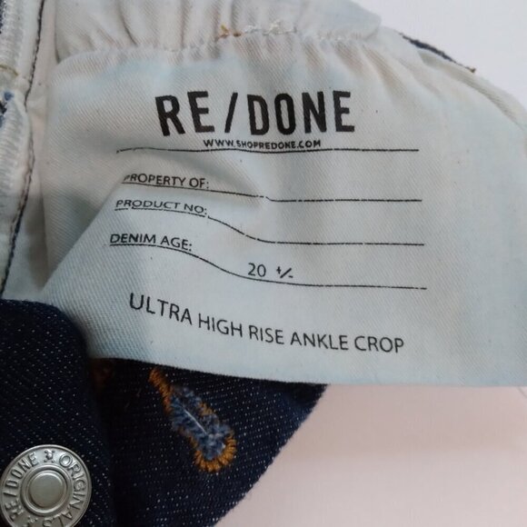 Re / Done Originals Sz 26 'Ultra High Rise Ankle Crop' Dark Wash - Picture 10 of 11